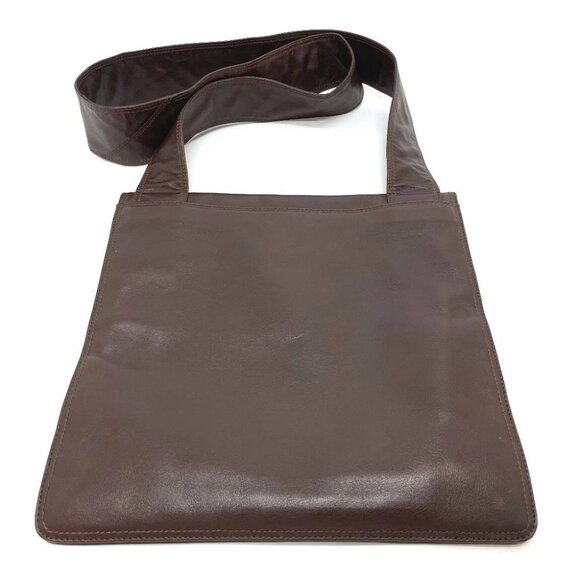 CHANEL Logo Sacosh Shoulder Bag Lambskin Leather Brown - Picture 2 of 13